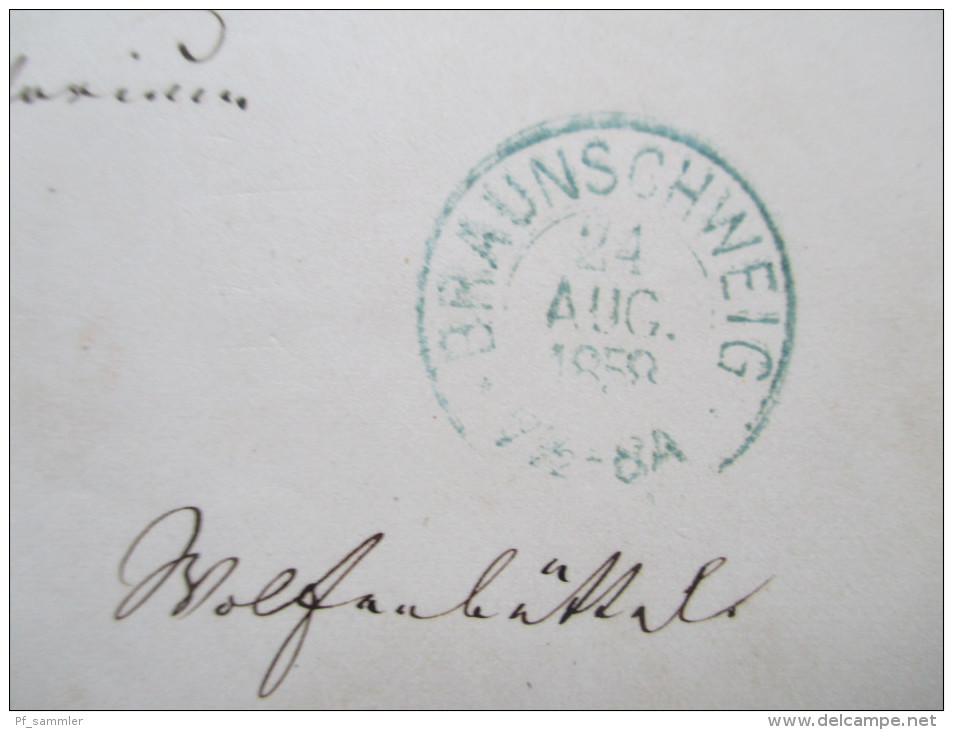 Altdeutschland Braunschweig 24. August 1858 Blauer K2 Stempel. Braunschweig Und Wolfenbüttel. - Braunschweig