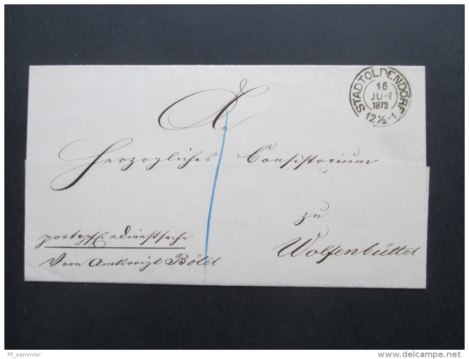 Altdeutschland Norddeutscher Bund - Deutsches Reich 16. Jun 1872 Sauberer Beleg Mit K2 Stadtoldendorf. Bar Taxe - Storia Postale