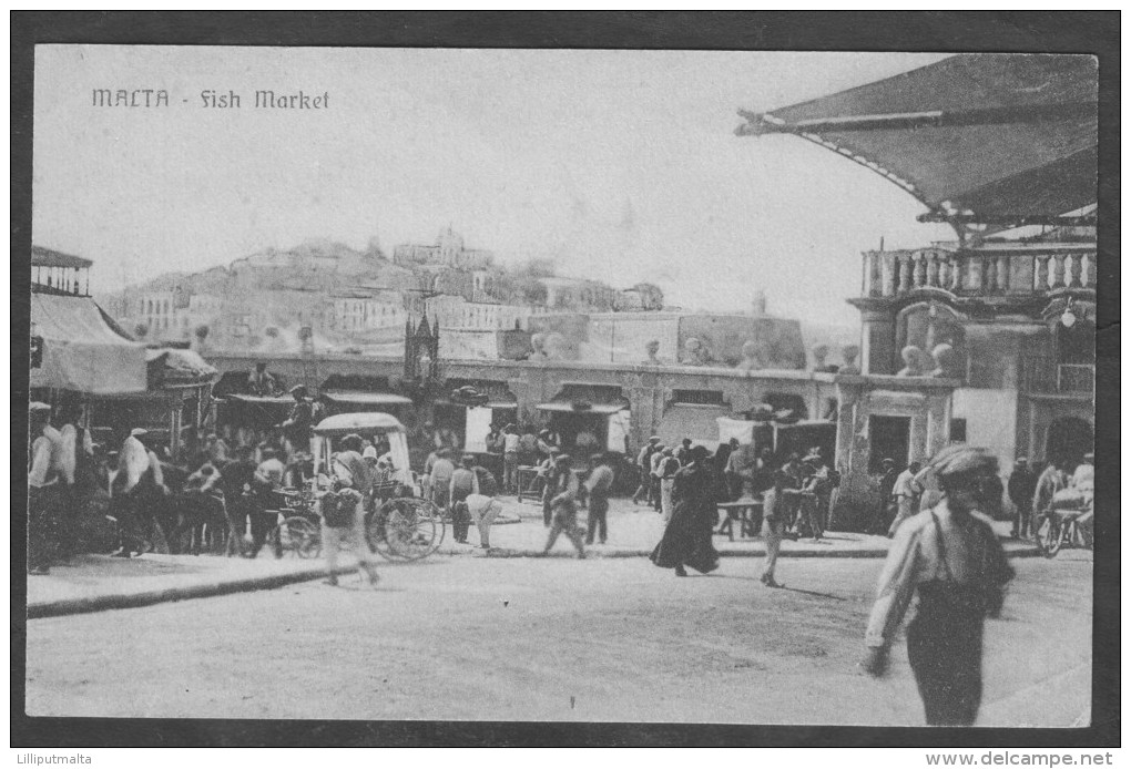 Old Malta Postcard 1910s The Fish Market - Malta