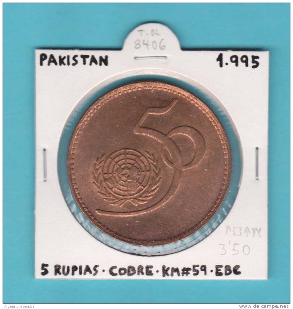 PAKISTAN  5  RUPIAS  1.995  COBRE   KM#59   EBC/XF      DL-8406 - Pakistan