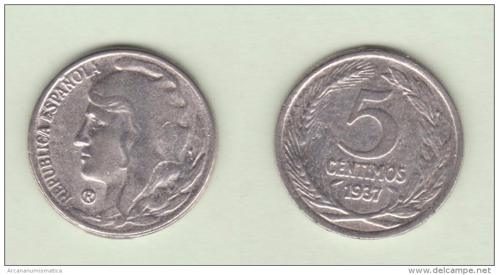 II REPÚBLICA  5  CÉNTIMOS   1.937    SC/UNC  Réplica  T-DL-11.453 - 5 Centimos