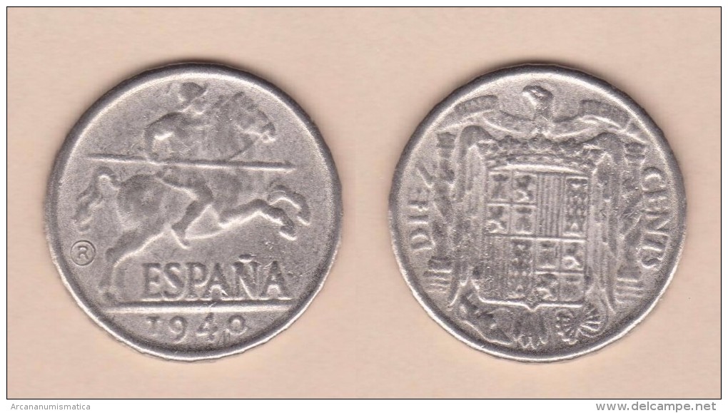 FRANCISCO FRANCO  (ESTADO ESPAÑOL)  10 Céntimos 1.940  "JINETE IBÉRICO"  SC/UNC  Réplica  T-DL-11.454 - 10 Centesimi