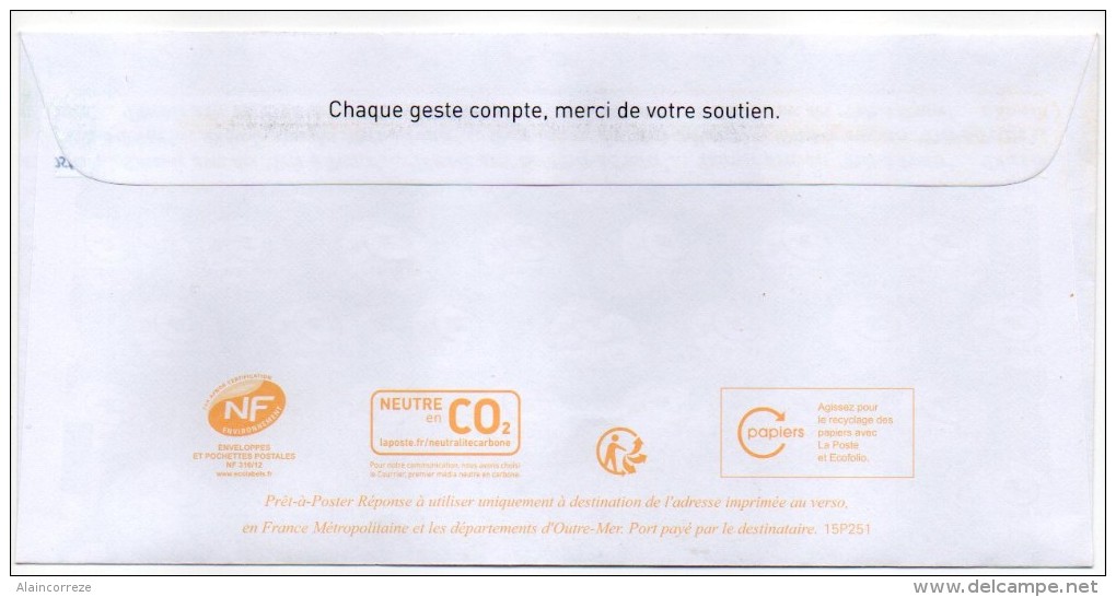 Entier Postal PAP Réponse Paris Institut Curie Autorisation 45754 N° Au Dos: 15P251 - PAP : Antwoord /Ciappa-Kavena