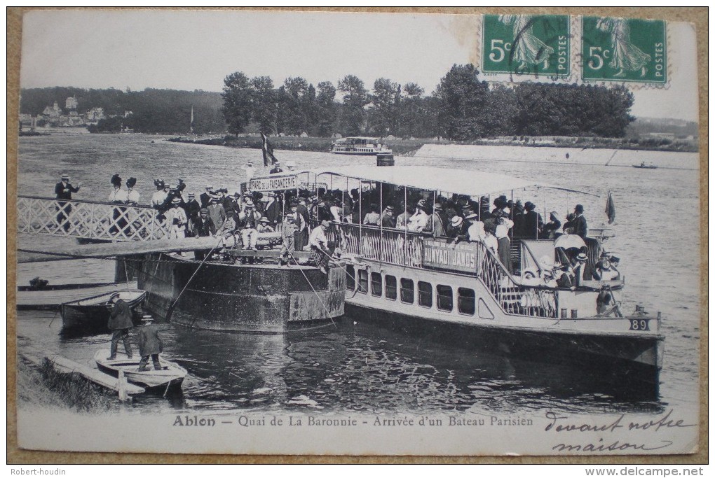 1 CPA 94 ABLON Quai De La Baronnie Arrivée D'un Bateau Parisien - Ablon Sur Seine