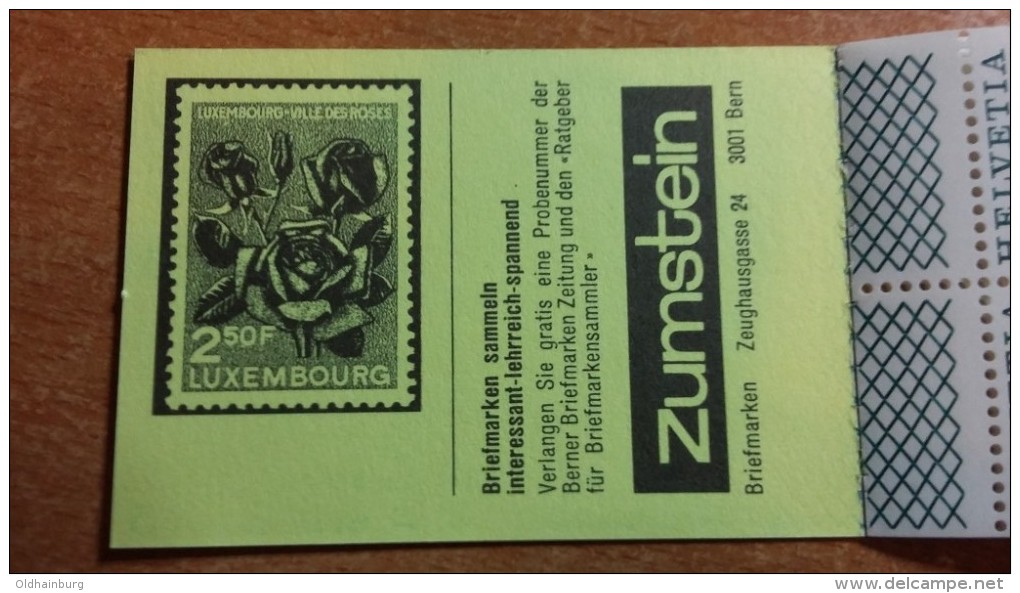 1357h: Schweiz Markenheftchen 78 A Komplett ** Mnh, 2. Heftchenseite ROSE (Luxemburg) - Roses