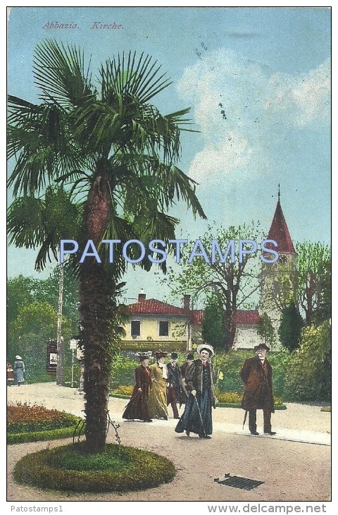 25783 CROATIA CROACIA ABBAZIA OPATIJA VIEW CHURCH CIRCULATED TO FIUME POSTAL POSTCARD - Croatia