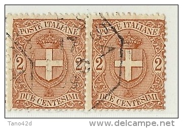 LDR11 - ITALIE REGNO  UMBERTO I EMISSION DE 1896/97 2c EN PAIRE HORIZONTALE  OBLITEREE - Oblitérés