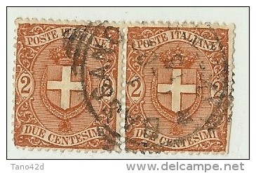 LDR11 - ITALIE REGNO  UMBERTO I EMISSION DE 1896/97 2c EN PAIRE HORIZONTALE  OBLITEREE - Oblitérés