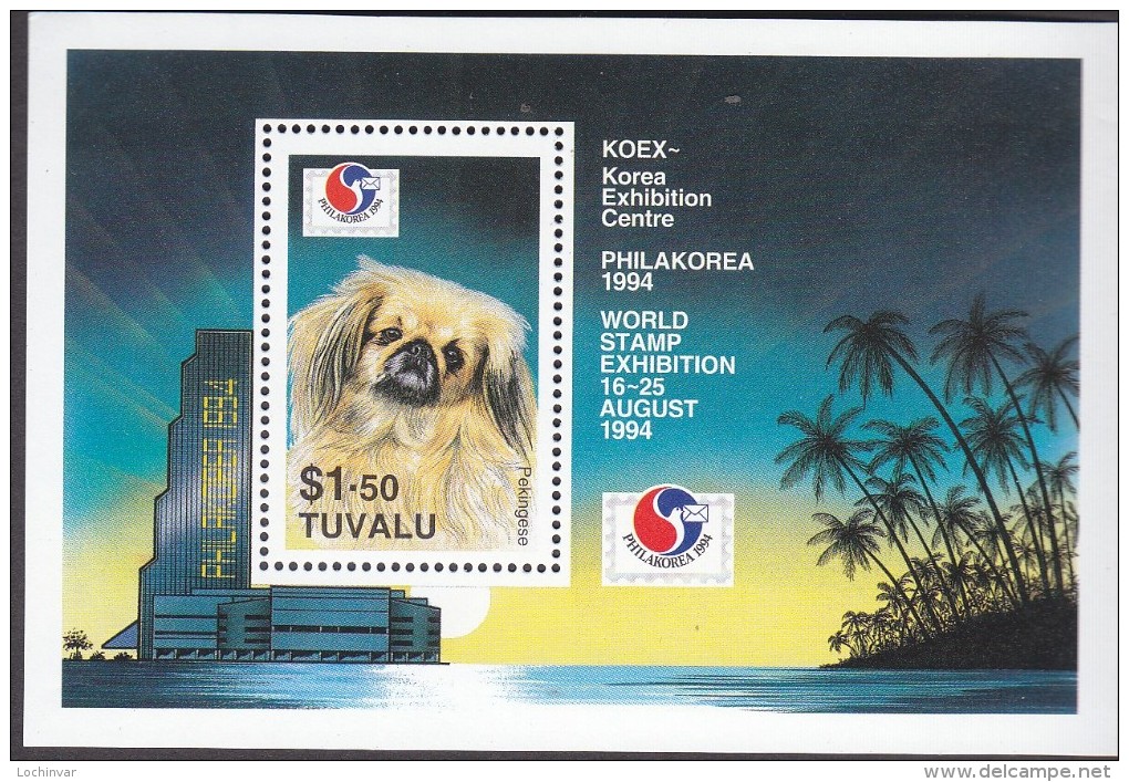 TUVALU, 1994 PHILAKOREA DOG MINISHEET MNH - Tuvalu