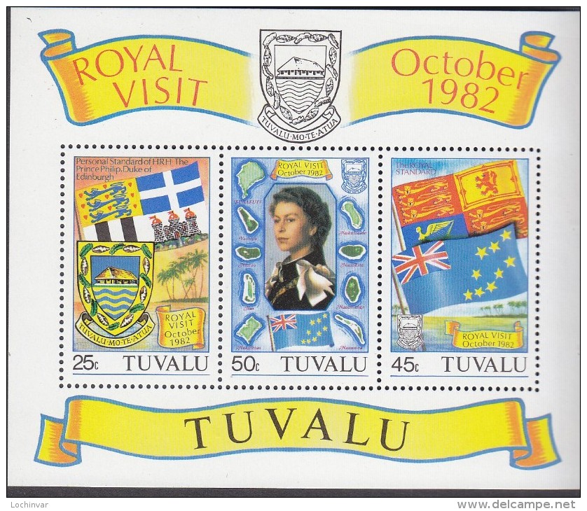 TUVALU, 1982 ROYAL VISIT MINISHEET MNH - Tuvalu