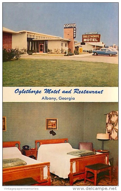 258731-Georgia, Albany, Oglethorpe Motel & Restaurant, Interior & Exterior Views, James J Gillick - Albany