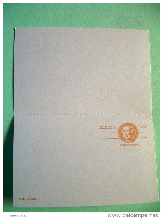USA 1981 FDC Stationery Postcard With Paid Reply - Robert Morris - Patriot - Lettres & Documents