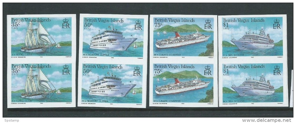 British Virgin Islands 1986 Cruise Ship Set Of 4 Imperforate Pairs MNH - British Virgin Islands
