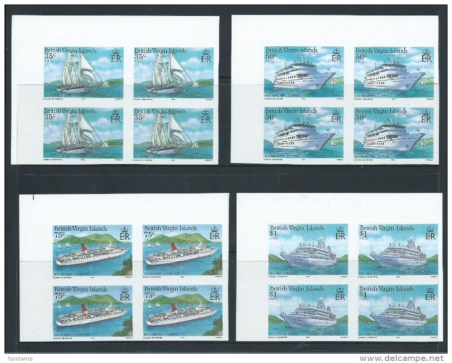 British Virgin Islands 1986 Cruise Ship Set Of 4 Imperforate Blocks Of 4 MNH - British Virgin Islands