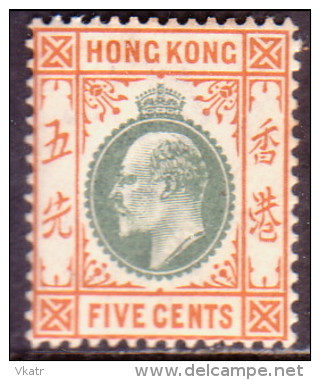 HONG KONG 1903 SG #65 5c MH CV £22 Wmk Crown CA - Unused Stamps