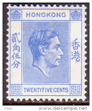 HONG KONG 1938 SG #149 25c MH CV £29 Bright Blue - Unused Stamps