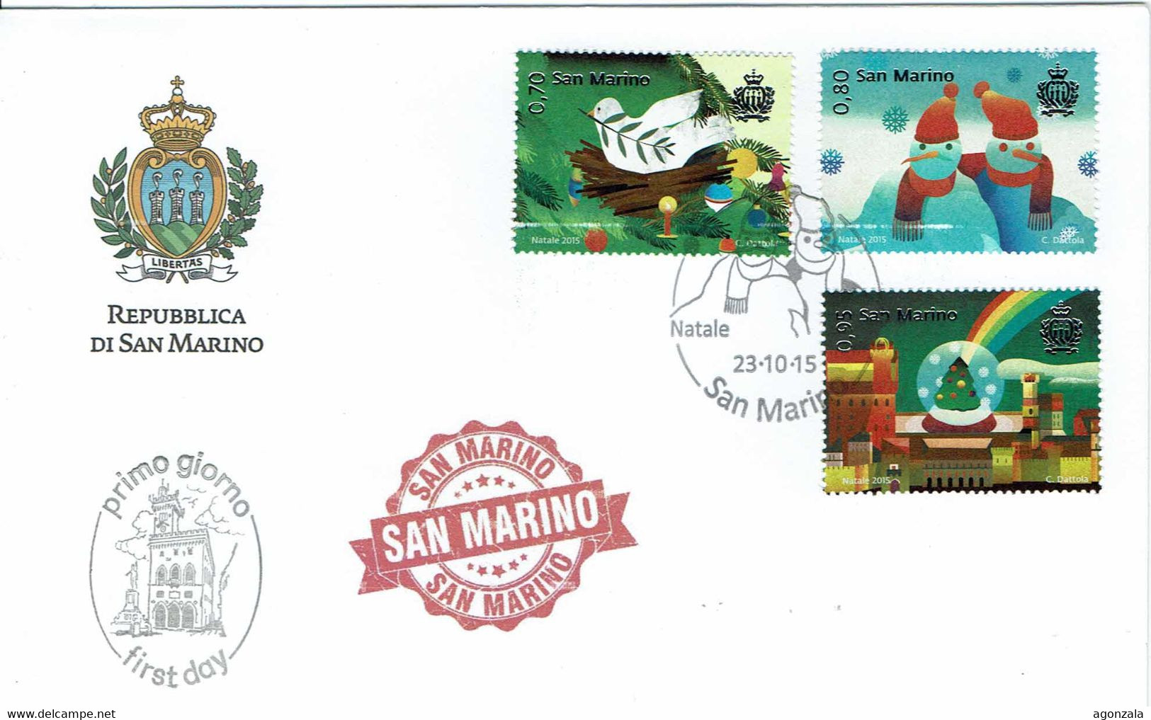 FDC SAN MARINO NATALE 2015 NÖEL - Navidad