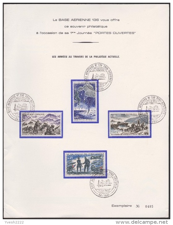 France 1970 Y&T 1603, 1605 Carte Spéciale, Base Aérienne De Toul-Rosières. Soldats, Parachutisme, Avions - Airplanes