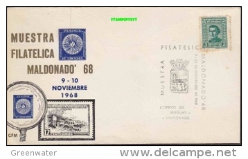 Uruguay 1968 Antarctica - Muestra Filatelica Maldonado Cover (see Scan, Stamp Some Brown Spots) (26706) - Uruguay