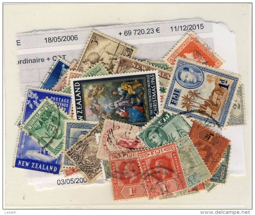 GRANDE BRETAGNE #  ANCIENNES COLONIES # NOUVELLE ZELANDE ET FIDJI # VRAC DE 57 TIMBRES # - Other & Unclassified