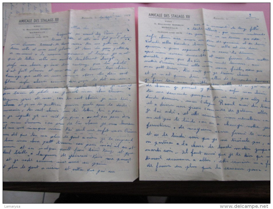 1949 LETTRE D'AMOUR ENTETE AMICALE DES STALAGS XII "MA JEANNE A MOI"..."JE T'ADORE" LIRE...MANUSCRIT N°2 - Manuscrits