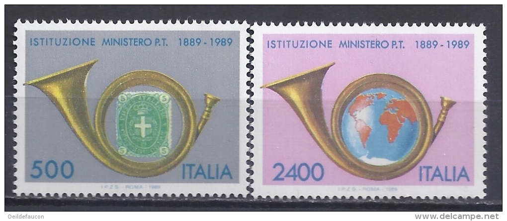 ITALIE - Yvert - 1820/21** - Cote 7 € - Centenaire De La Création Du Ministère Des Postes Et Télécommunications - Post