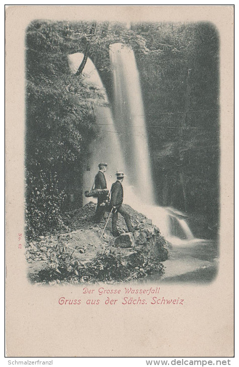 Litho AK Kirnitzschtal Lichtenhainer Grosser Wasserfall Bei Schandau Lichtenhain Altendorf Hinterhermsdorf Ottendorf - Kirnitzschtal