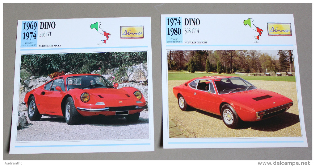 2 Fiches Voiture DINO 308 GT4 Et 246 GT - Cars