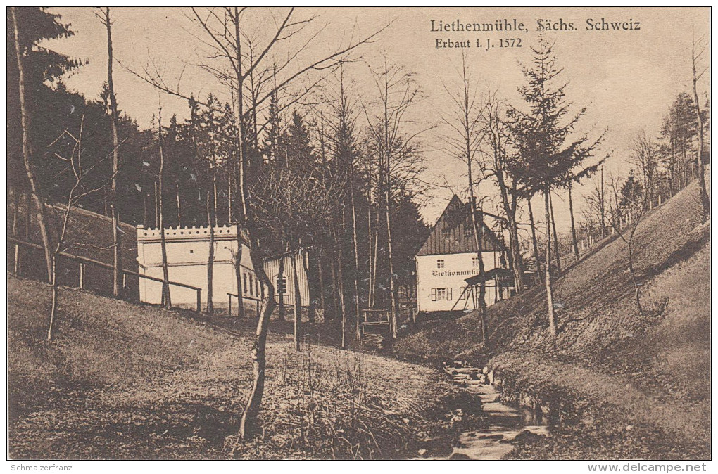 AK Sächsische Schweiz Gasthaus Liethenmühle Mühle Kleinhennersdorf Bei Krippen Bad Schandau Königstein Papstdorf Schöna - Kleinhennersdorf