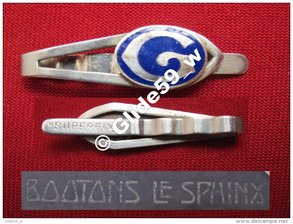 Ancienne Pince à Cravate En Métal Argenté émaillé Avec Initiale "G" (Superfix) (Boutons Le Sphinx) (années 40/50) - Accessoires