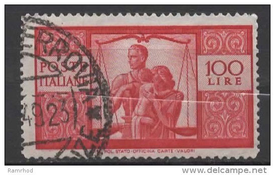 ITALY 1945  Work, Justice And Family -100l. - Red   FU - Used