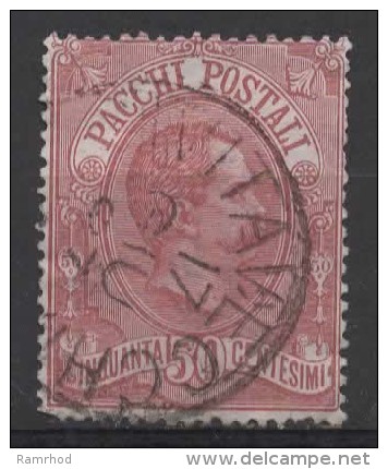 ITALY 1884 Parcel Post - King Umberto I -  50c. - Pink  FU - Postal Parcels