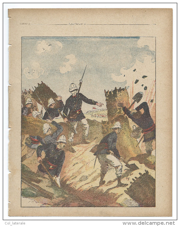 Indochine BOBILLOT Protège-cahier Chromo (environ 1900) Bien 4 Pages Siège De Tuyen-Quan 2 Scans - Protège-cahiers