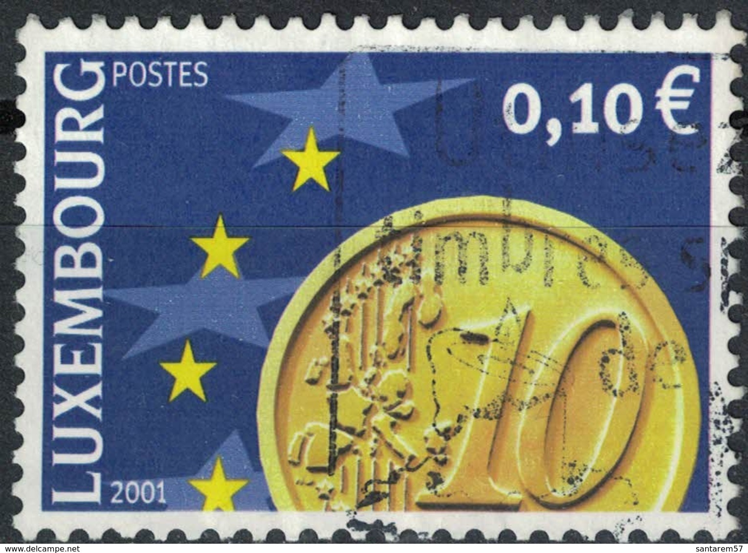 Luxembourg 2001 Oblitéré Used Représentation D'une Pièce Euro De 10 Centimes - Oblitérés