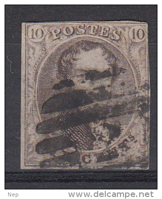 BELGIË - OBP - 1858 - Nr 10A (P 2 - ALOST) + NIPA 100 Bfr - Gest/Obl/Us - Postmarks - Lines: Perceptions