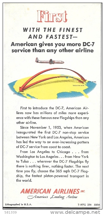 Grande Carta ANNI '50 - 60 " AMERICAN AIRLINES - System Map "  Rotte Dei Voli Aerei Negli Stati Uniti - Carte Geographique