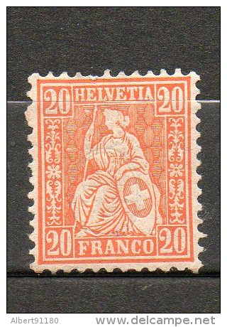 SUISSE Helvetia 20c Orange 1862 N°37 - Nuovi