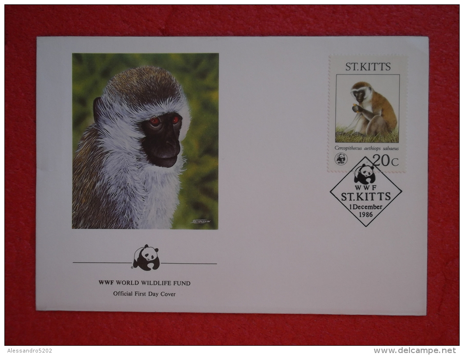 St. Kitts FDC Serie World Animals Widelife Fund 1986 Nice Stamp - Saint-Christophe-et-Niévès