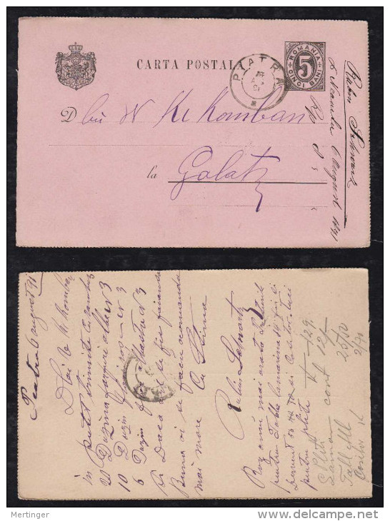 Rumänien Romania 1891 Stationery Card PIATRA To GALATI - Covers & Documents