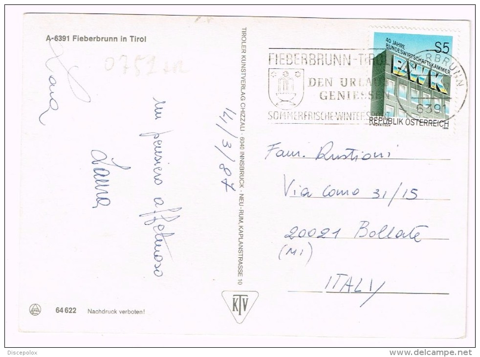 O751 Blick Auf Fieberbrunn - Nice Stamps Timbres Francobolli / Viaggiata 1987 - Fieberbrunn