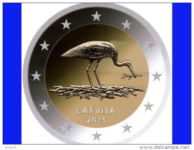 Lettland Latvia 2015 2 Euro Gedenkmünze Storch UNZ UNC  Münze  Coin From Mint Roll - Lettland