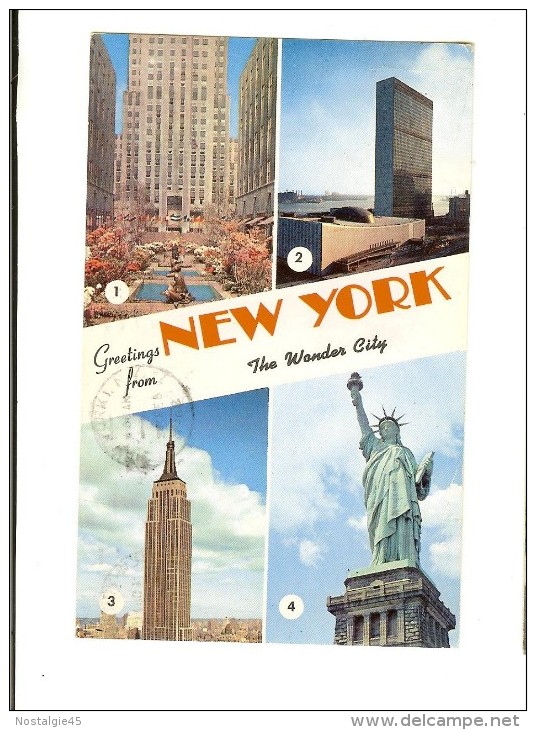 P11505 - New York The Wonder City Four Views - 1962 Two Stamps Lincoln & Us Air Mail 7 - Multi-vues, Vues Panoramiques