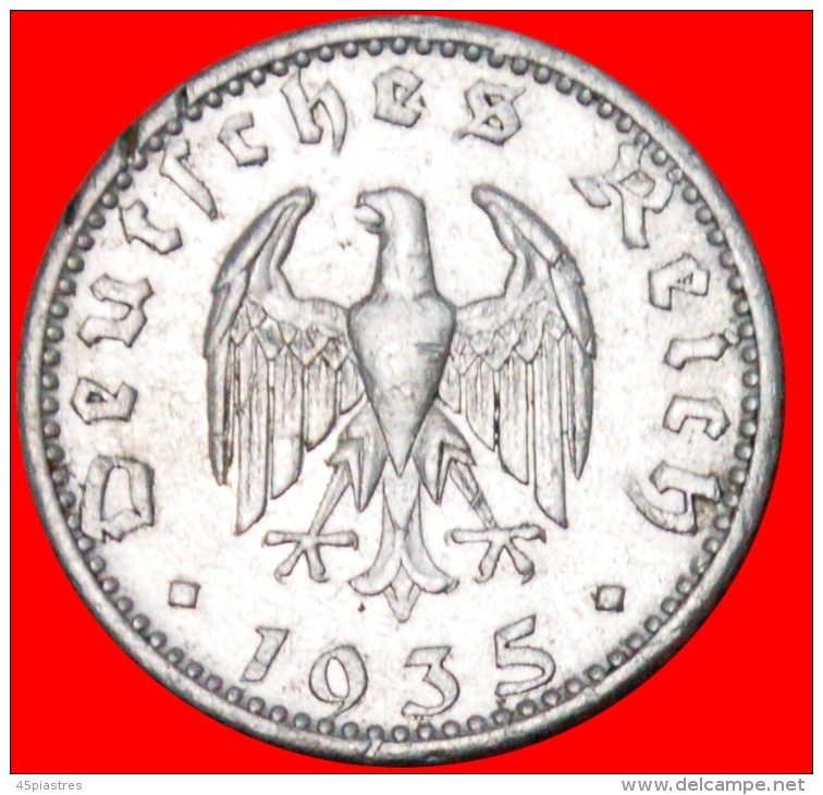 &#9733;pre SWASTIKA ISSUE: GERMANY&#9733; 50 PFENNIG 1935D! LOW START&#9733; NO RESERVE! - 50 Reichspfennig