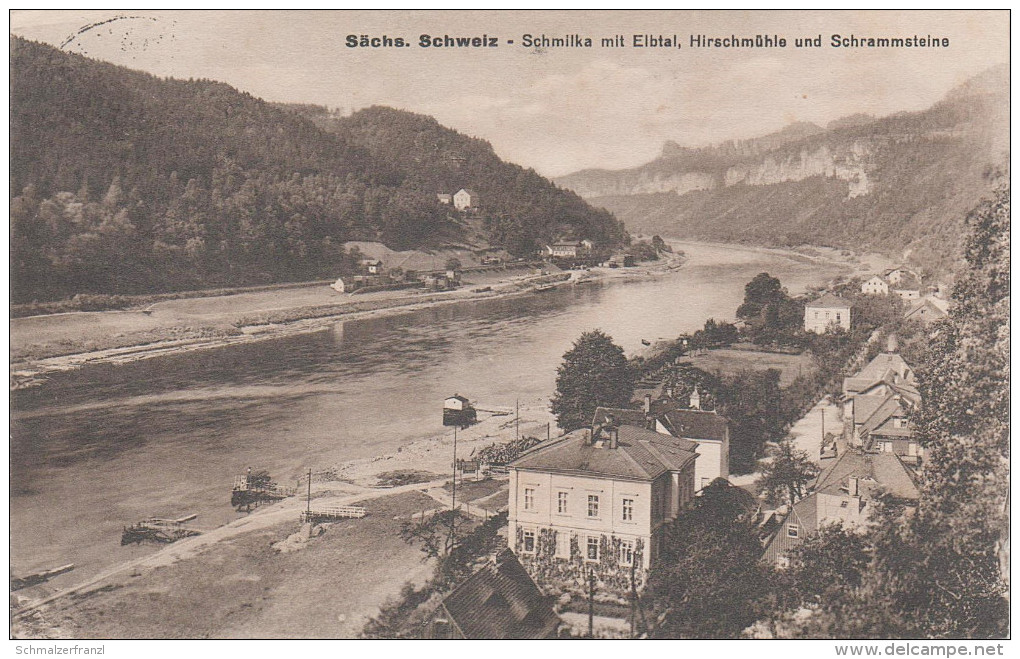 AK Schmilka Hirschmühle Fabrik Bahnhof Gasthof ? Sächsische Schweiz Bei Schöna Schandau Krippen Herrnskretschen Hrensko - Schmilka