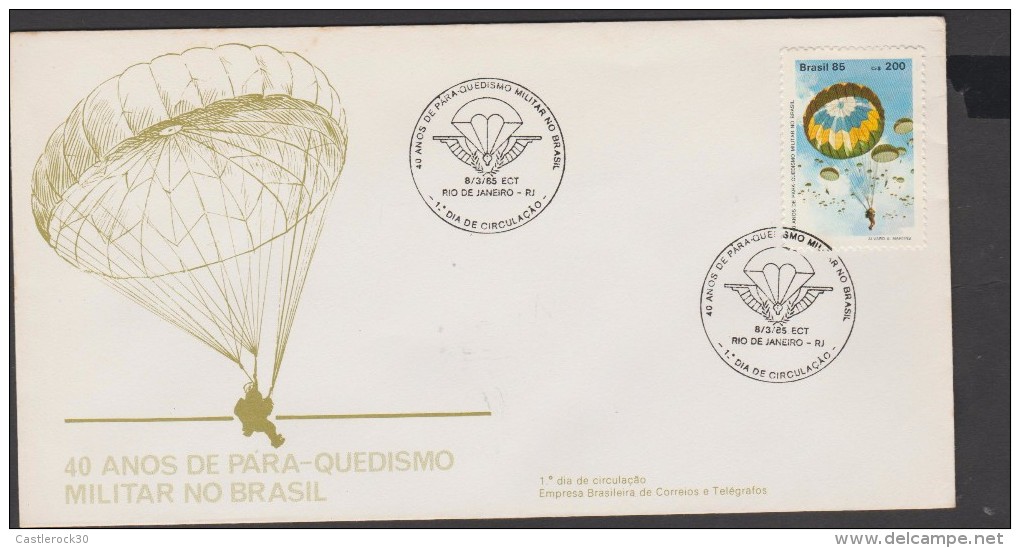 O) 1985 BRAZIL, MILITARY PARACHUTING - PARACHUTE, FDC XF - FDC