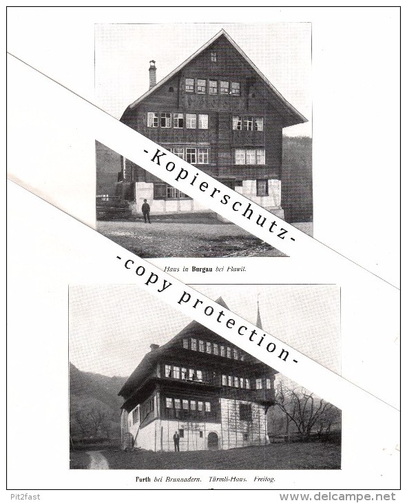 Photographien / Ansichten , 1913 , Burgau B. Flawil , Furth / Brunnadern , Lichtensteig , Prospekt , Architektur , Fotos - Brunnadern