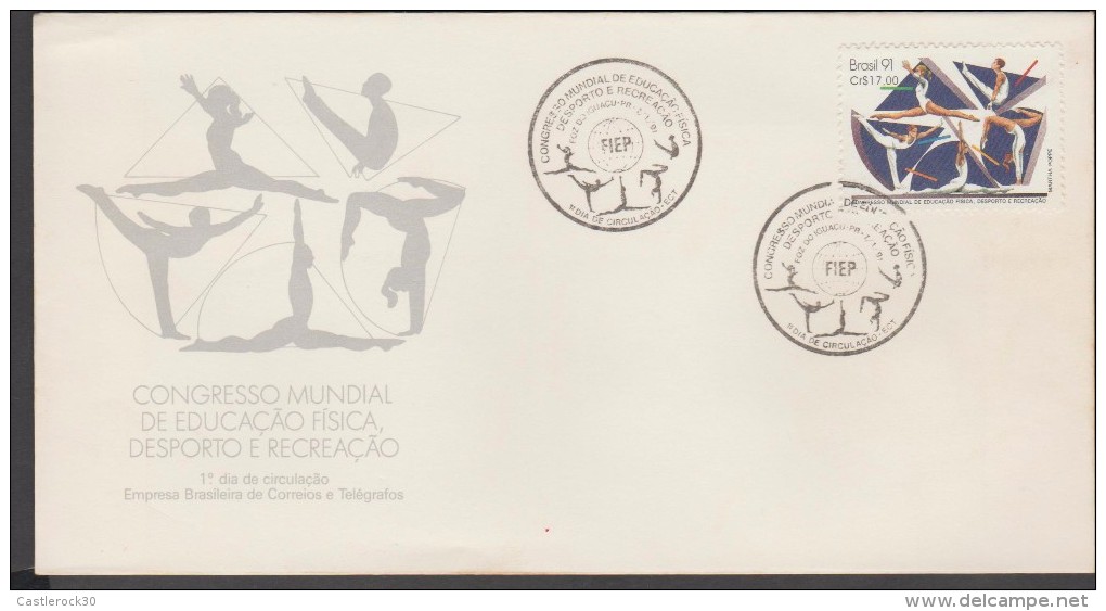 O) 1991 BRAZIL, ARTISTIC GYMNASTICS, WORLD CONGRESS OF PHYSICAL EDUCATION - FIEP, FDC SLIGHT TONED - FDC