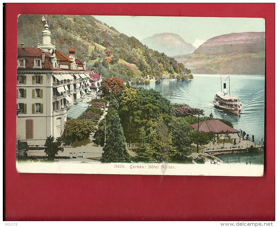 PAG-01 Gersau Hotel Müller, Schiff. GElaufen In 1906 - Gersau