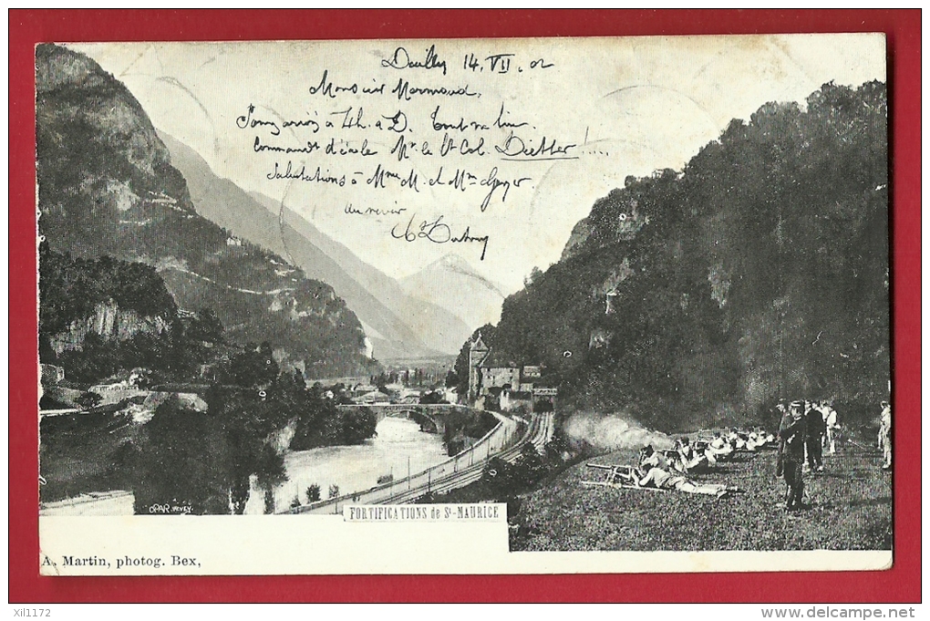 PAG-22 Fortifications De St Maurice, Militaires, Rhône. Préc. Cachet Morcles 1902 + Commissariat Fédéral Des Guerres - Saint-Maurice