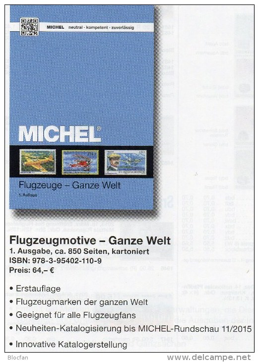 Motiv Katalog Flugzeuge Ganze Welt MlCHEL 2015 Neu 64€ Airplanes Topic Stamps Catalogue Of The World 978-3-95402-110-9 - Allemand